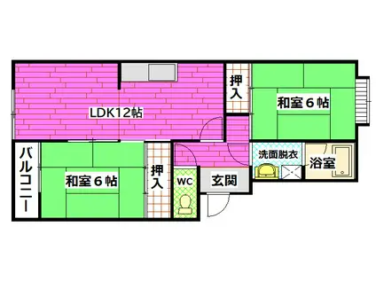 タカヤマハイツ(2LDK/3階)の間取り写真