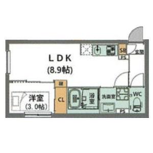 リーデンス名古屋駅西(1LDK/2階)の間取り写真