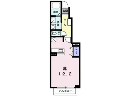 エヴァーグリーンB棟(ワンルーム/1階)の間取り写真
