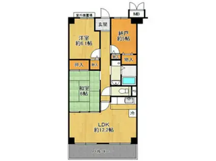 カデット真趣園 宝塚(2SLDK/1階)の間取り写真