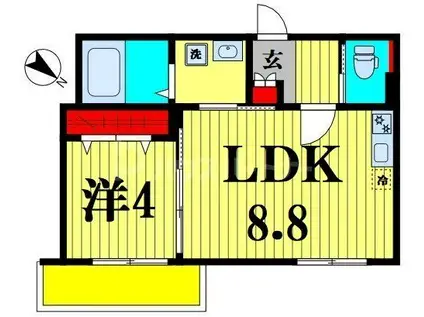 YSA南流山(1LDK/3階)の間取り写真