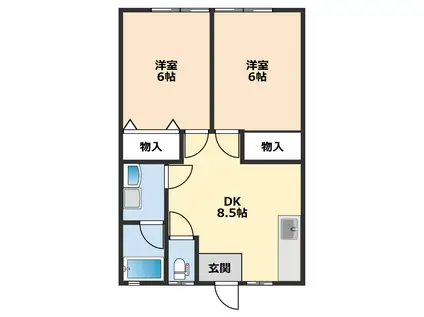 ルーマ油壺(2DK/1階)の間取り写真