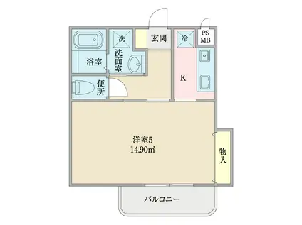 ジュネス深井(1K/3階)の間取り写真