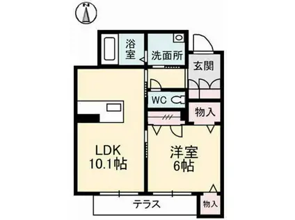 グランマスト今 B棟(1LDK/1階)の間取り写真