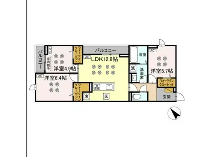 D-KISARIA WI(3LDK/1階)の間取り写真