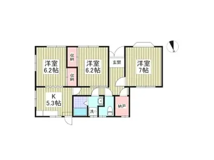 メゾン福嶋(3K/1階)の間取り写真