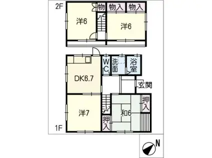 小松寺M様戸建(4DK/2階)の間取り写真