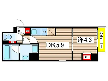 ディアレイシャス南砂町(1DK/2階)の間取り写真