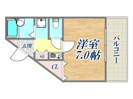 フリックコート下祗園(1K/4階)の間取り写真