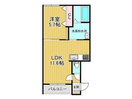 西4南2AP(1LDK/3階)の間取り写真