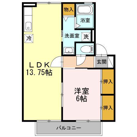 メルベーユ A(1LDK/2階)の間取り写真