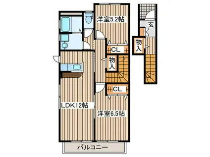 シュリエール(2LDK/2階)の間取り写真