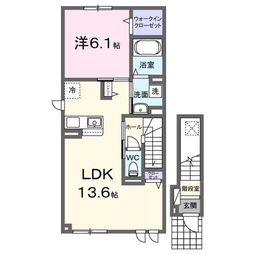 ブリッサ砂川 Y(1LDK/2階)の間取り写真