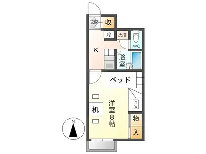 レオパレスSUNSHINE石川(1K/1階)の間取り写真