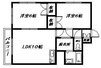 第1富士ハイツ(2LDK/2階)の間取り写真