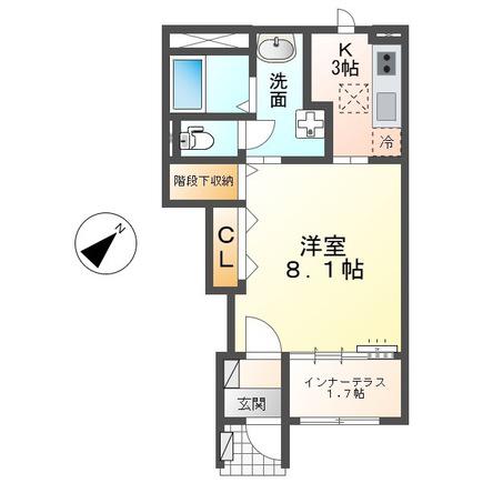 サンビラーゼウエスト(1K/1階)の間取り写真