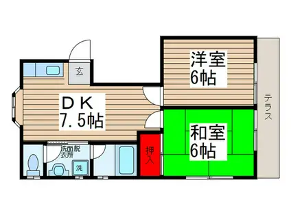 東郷ハイツ(2DK/1階)の間取り写真