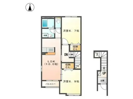 ビブレ・メルヴェーユ TC(2LDK/2階)の間取り写真