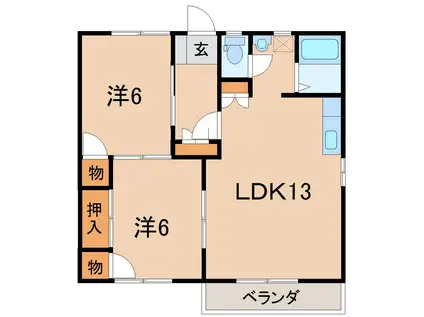エスポワール(2LDK/1階)の間取り写真