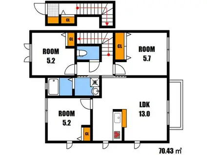 エール東原 A棟(3LDK/2階)の間取り写真