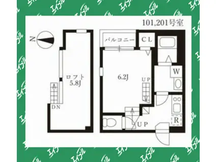 ハーモニーテラス河岸町II(1K/1階)の間取り写真
