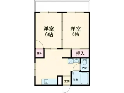 新地ハイム(2DK/2階)の間取り写真