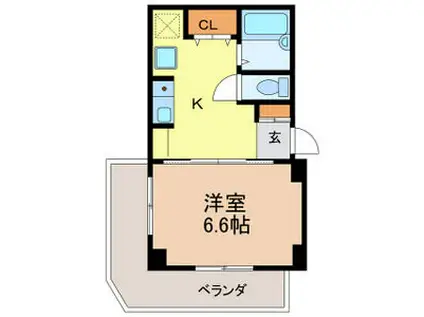 クレア高峯(1K/6階)の間取り写真