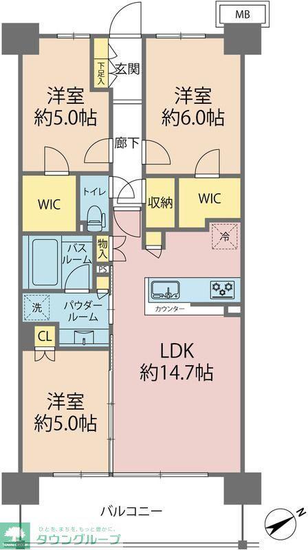 シティテラス八潮 C(3LDK/8階)の間取り写真