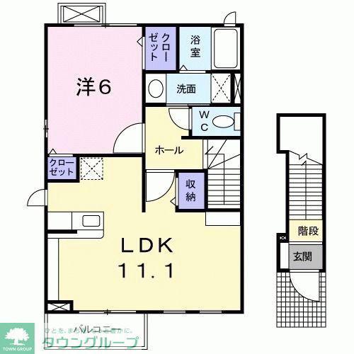 アヴェニューハマノ(1LDK/2階)の間取り写真