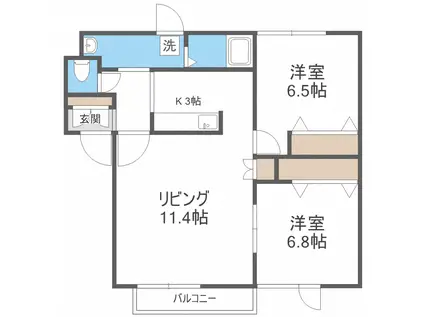 ティアラ(2LDK/2階)の間取り写真