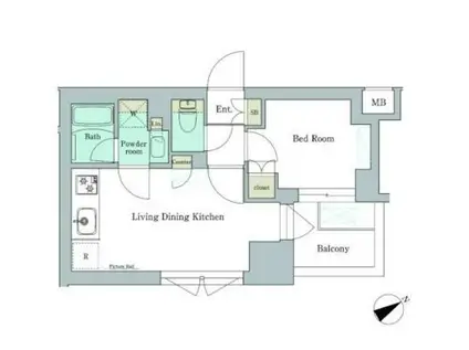 BRILLIA IST 門前仲町(1LDK/1階)の間取り写真