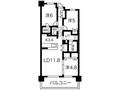 プラウドタワー仙台晩翠通セントラル(3LDK/7階)の間取り写真
