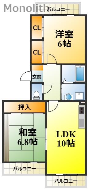 ハイム エミネンス(2LDK/1階)の間取り写真