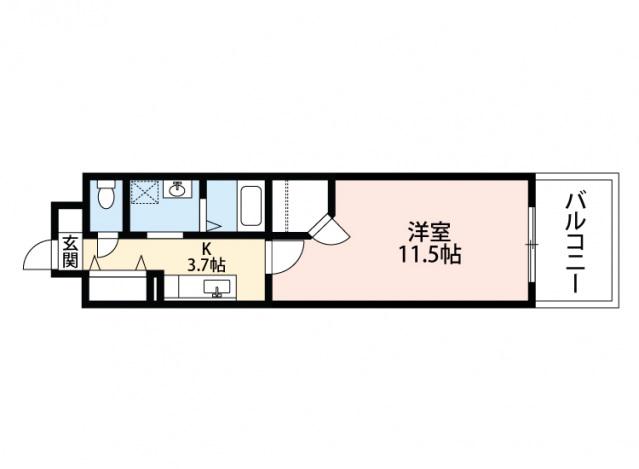 ロアール松川町(1K/2階)の間取り写真