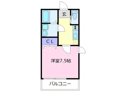 R-SIDE PALACE北野田(1K/1階)の間取り写真