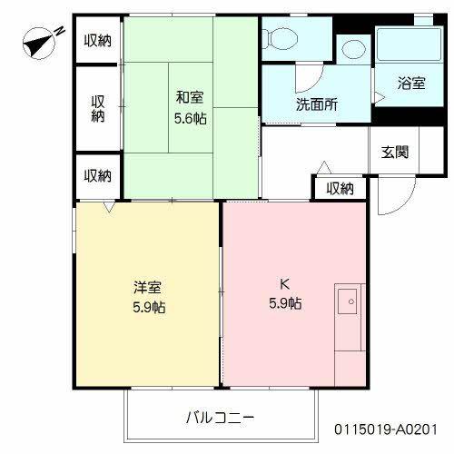 サウスERN.Q (2K/2階)の間取り写真