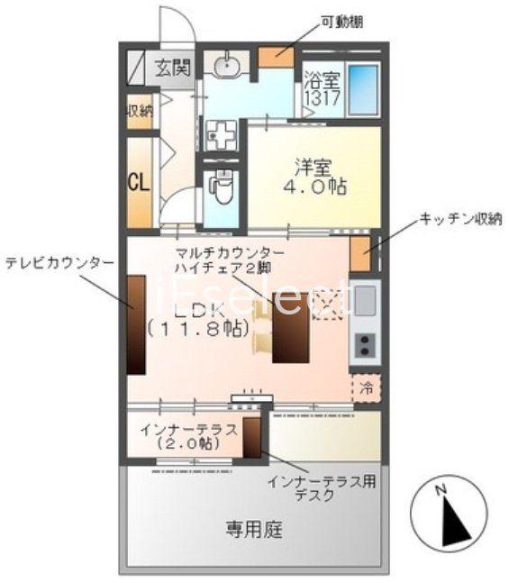パークエステート I(1LDK/1階)の間取り写真