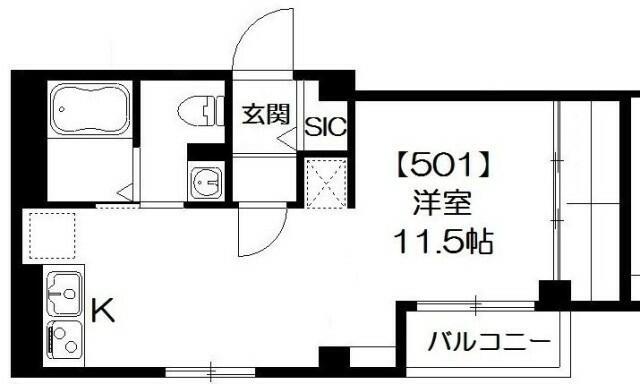 都営新宿線 西大島駅 徒歩3分 5階建 築8年(ワンルーム/5階)の間取り写真