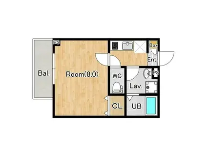 ジーメゾン淵野辺ノース(1K/2階)の間取り写真