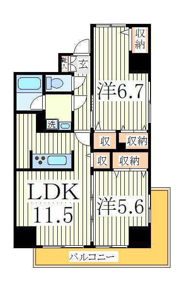 ラシュール フィリア(2LDK/7階)の間取り写真