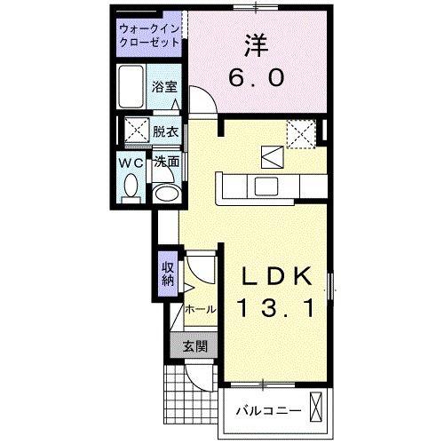 KOKOの家(1LDK/1階)の間取り写真