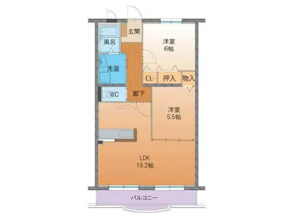 ハートフルLIFE(2LDK/2階)の間取り写真