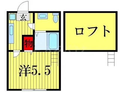 K-FLAT(1K/1階)の間取り写真