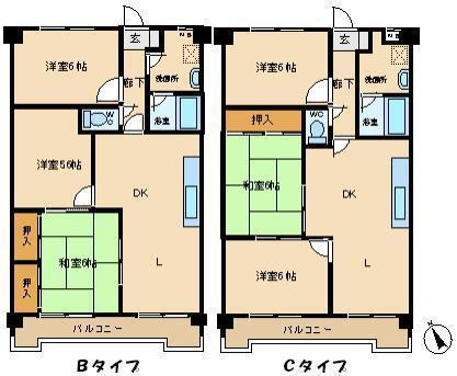 ロイヤルビレッジ山甚(3LDK/3階)の間取り写真
