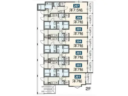 MELDIA長沼II(1K/2階)の間取り写真