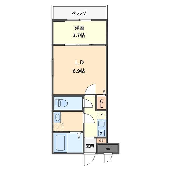 クレスト高安(2K/3階)の間取り写真