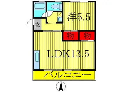 グランデール北柏(1LDK/4階)の間取り写真