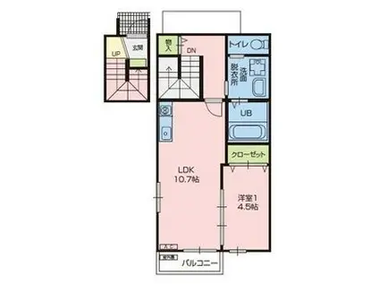 ウィステリア(1LDK/2階)の間取り写真