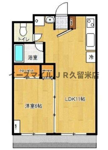 パラッツォ櫛原(1LDK/2階)の間取り写真