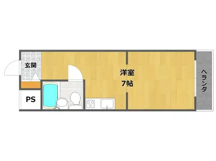 サンハイツ白鳩Ⅰ(ワンルーム/2階)の間取り写真